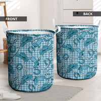 Blue Hawaii Palaka Cowboy Laundry Basket Hawaiian Paniolo Festival Spirit