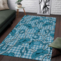 Blue Hawaii Palaka Cowboy Area Rug Hawaiian Paniolo Festival Spirit