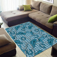 Blue Hawaii Palaka Cowboy Area Rug Hawaiian Paniolo Festival Spirit