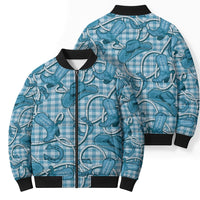 Blue Hawaii Palaka Cowboy Bomber Puffer Jacket Hawaiian Paniolo Festival Spirit