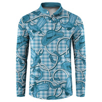 Blue Hawaii Palaka Cowboy Button Sweatshirt Hawaiian Paniolo Festival Spirit