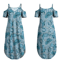 Blue Hawaii Palaka Cowboy Couples Matching Summer Maxi Dress and Hawaiian Shirt Hawaiian Paniolo Festival Spirit