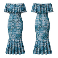 Blue Hawaii Palaka Cowboy Family Matching Mermaid Dress and Hawaiian Shirt Hawaiian Paniolo Festival Spirit