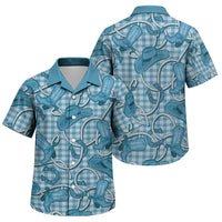 Blue Hawaii Palaka Cowboy Family Matching Off The Shoulder Long Sleeve Dress and Hawaiian Shirt Hawaiian Paniolo Festival Spirit