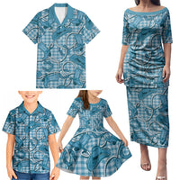 Blue Hawaii Palaka Cowboy Family Matching Puletasi and Hawaiian Shirt Hawaiian Paniolo Festival Spirit