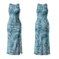 Blue Hawaii Palaka Cowboy Family Matching Tank Maxi Dress and Hawaiian Shirt Hawaiian Paniolo Festival Spirit