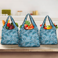 Blue Hawaii Palaka Cowboy Grocery Bag Hawaiian Paniolo Festival Spirit
