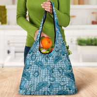 Blue Hawaii Palaka Cowboy Grocery Bag Hawaiian Paniolo Festival Spirit