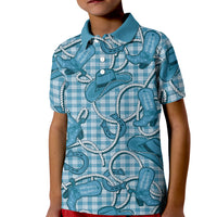 Blue Hawaii Palaka Cowboy Kid Polo Shirt Hawaiian Paniolo Festival Spirit