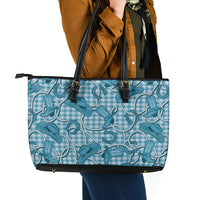Blue Hawaii Palaka Cowboy Leather Tote Bag Hawaiian Paniolo Festival Spirit