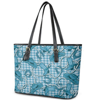 Blue Hawaii Palaka Cowboy Leather Tote Bag Hawaiian Paniolo Festival Spirit