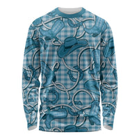 Blue Hawaii Palaka Cowboy Long Sleeve Shirt Hawaiian Paniolo Festival Spirit