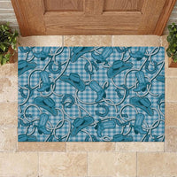 Blue Hawaii Palaka Cowboy Rubber Doormat Hawaiian Paniolo Festival Spirit