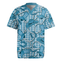 Blue Hawaii Palaka Cowboy Rugby Jersey Hawaiian Paniolo Festival Spirit