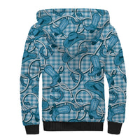 Blue Hawaii Palaka Cowboy Sherpa Hoodie Hawaiian Paniolo Festival Spirit