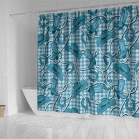 Blue Hawaii Palaka Cowboy Shower Curtain Hawaiian Paniolo Festival Spirit