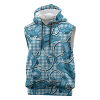 Blue Hawaii Palaka Cowboy Sleeveless Hoodie Hawaiian Paniolo Festival Spirit