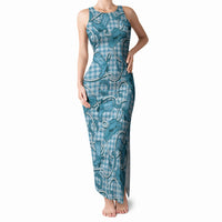 Blue Hawaii Palaka Cowboy Tank Maxi Dress Hawaiian Paniolo Festival Spirit