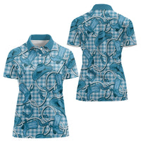 Blue Hawaii Palaka Cowboy Women Polo Shirt Hawaiian Paniolo Festival Spirit