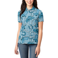 Blue Hawaii Palaka Cowboy Women Polo Shirt Hawaiian Paniolo Festival Spirit