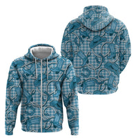 Blue Hawaii Palaka Cowboy Zip Hoodie Hawaiian Paniolo Festival Spirit