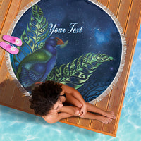 New Zealand Takahe Personalised Beach Blanket Silver Fern Galaxy Polynesian Pattern