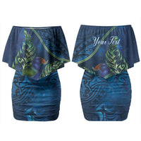 New Zealand Takahe Personalised Couples Matching Off Shoulder Short Dress and Hawaiian Shirt Silver Fern Galaxy Polynesian Pattern LT22 - Polynesian Pride