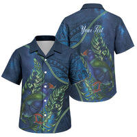 New Zealand Takahe Personalised Family Matching Off The Shoulder Long Sleeve Dress and Hawaiian Shirt Silver Fern Galaxy Polynesian Pattern LT22 Son's Shirt Blue - Polynesian Pride