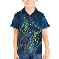 New Zealand Takahe Personalised Family Matching Off Shoulder Maxi Dress and Hawaiian Shirt Silver Fern Galaxy Polynesian Pattern