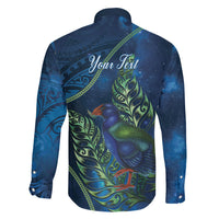 New Zealand Takahe Personalised Family Matching Off Shoulder Short Dress and Hawaiian Shirt Silver Fern Galaxy Polynesian Pattern
