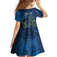 New Zealand Takahe Personalised Family Matching Short Sleeve Bodycon Dress and Hawaiian Shirt Silver Fern Galaxy Polynesian Pattern