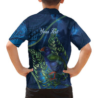 New Zealand Takahe Personalised Family Matching Summer Maxi Dress and Hawaiian Shirt Silver Fern Galaxy Polynesian Pattern