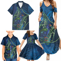 New Zealand Takahe Personalised Family Matching Summer Maxi Dress and Hawaiian Shirt Silver Fern Galaxy Polynesian Pattern LT22 - Polynesian Pride