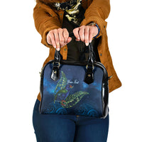 New Zealand Takahe Personalised Shoulder Handbag Silver Fern Galaxy Polynesian Pattern