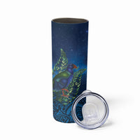 New Zealand Takahe Personalised Skinny Tumbler Silver Fern Galaxy Polynesian Pattern