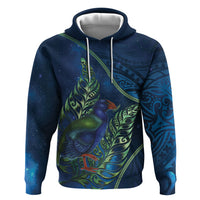 New Zealand Takahe Personalised Zip Hoodie Silver Fern Galaxy Polynesian Pattern LT22 Pullover Hoodie Blue - Polynesian Pride
