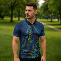 New Zealand Takahe Personalised Zipper Polo Shirt Silver Fern Galaxy Polynesian Pattern LT22 - Polynesian Pride