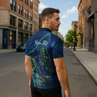 New Zealand Takahe Personalised Zipper Polo Shirt Silver Fern Galaxy Polynesian Pattern LT22 - Polynesian Pride