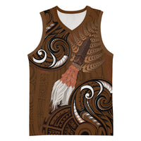 New Zealand Taiaha Basketball Jersey Maori Weapon Silver Fern Maori Pattern