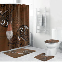 New Zealand Taiaha Bathroom Set Maori Weapon Silver Fern Maori Pattern