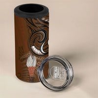 New Zealand Taiaha 4 in 1 Can Cooler Tumbler Maori Weapon Silver Fern Maori Pattern