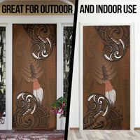 New Zealand Taiaha Door Cover Maori Weapon Silver Fern Maori Pattern