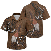 New Zealand Taiaha Family Matching Long Sleeve Bodycon Dress and Hawaiian Shirt Maori Weapon Silver Fern Maori Pattern LT22 Son's Shirt Brown - Polynesian Pride
