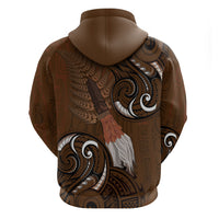 New Zealand Taiaha Hoodie Maori Weapon Silver Fern Maori Pattern