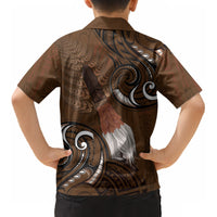 New Zealand Taiaha Kid Hawaiian Shirt Maori Weapon Silver Fern Maori Pattern