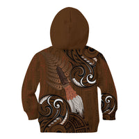 New Zealand Taiaha Kid Hoodie Maori Weapon Silver Fern Maori Pattern