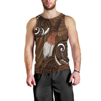 New Zealand Taiaha Men Tank Top Maori Weapon Silver Fern Maori Pattern