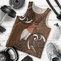 New Zealand Taiaha Men Tank Top Maori Weapon Silver Fern Maori Pattern