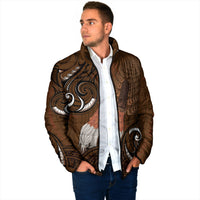 New Zealand Taiaha Padded Jacket Maori Weapon Silver Fern Maori Pattern