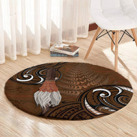 New Zealand Taiaha Round Carpet Maori Weapon Silver Fern Maori Pattern